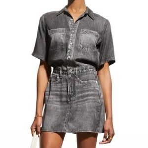 Rag & Bone Button-Front Miramar Cotton Printed Terry Mini Dress